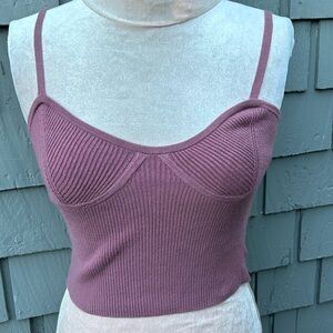 Madewell rose pink mauve woven knit stretch tank XS